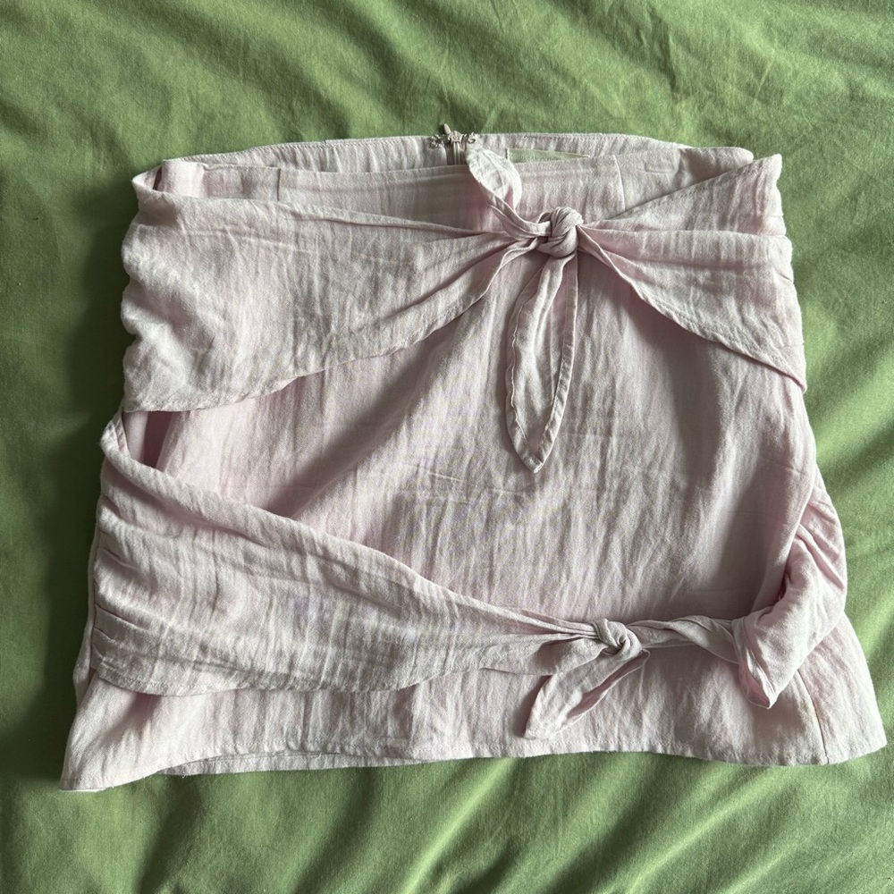 Urban Outfitters Poppy Linen Double-Knot Mini Skirt